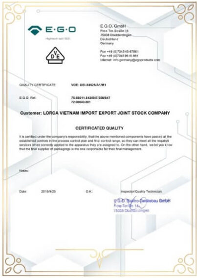 Giới thiệu ngắn gọn về Lorca Việt Nam 4 Chứng nhận Lorca