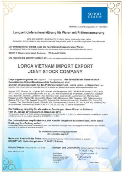 Giới thiệu ngắn gọn về Lorca Việt Nam 5 Chứng nhận Lorca