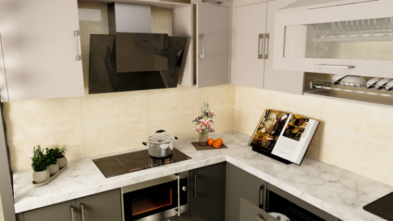 Không gian nhà bếp hiện đại, đầy đủ thiết bị nhà bếp Lorca