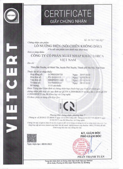 Danh hiệu và giải thưởng 13 Chứng nhận sản phẩm Lorca 6