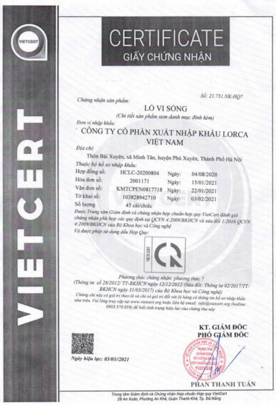 Danh hiệu và giải thưởng 15 Chứng nhận sản phẩm Lorca 8